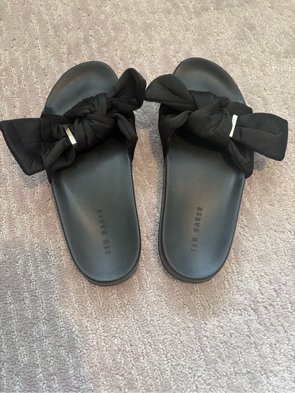 Ted Baker Black Bow Slide Sandals with Knot Detail